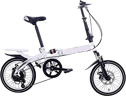 Folding Bike : ZLYJ 14 / 16Iinch Folding Bike, Variable Speed Portable Double Disc Brake Lightweight Folding Bike, 6-Speed Folding Bike For Adult Student Children B, 14inch