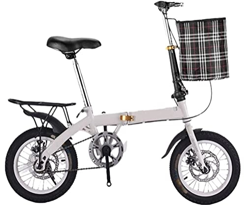 Folding Bike : ZLYJ 16 Inch Folding Bicycle Double Disc Brakes Front And Rear Carbon Steel Frame Single Speed Adult Bicycle Super Lightweight Student Folding Bike D, 20inch