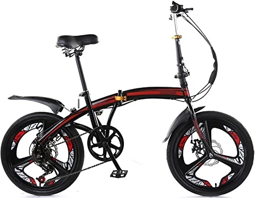 Folding Bike : ZLYJ 20 Inch Bicycle Mountain Bikes 6 Level Shifting, Thickened Carbon Steel Material, Quick Folding Ergonomic For Adults A, 20inch