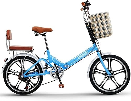Folding Bike : ZLYJ 20 Inch Folding Bike City Bike, Ultra Light Portable Folding Bike, Retro Style City Bikes Foldable Trekking Bike Light Bike for Outdoors Riding Trip Blue