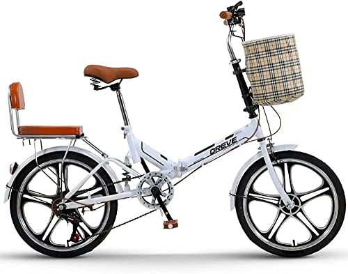 Folding Bike : ZLYJ 20 Inch Folding Bike City Bike, Ultra Light Portable Folding Bike, Retro Style City Bikes Foldable Trekking Bike Light Bike for Outdoors Riding Trip White