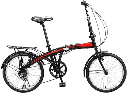 Folding Bike : ZLYJ 20 Inch Folding Bike, Folding Bike with 7-Speed Folding City Bike, Adults and Young People for Quick Folding System Black