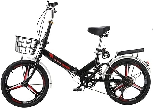 Folding Bike : ZLYJ 20 inch Folding Bike, Lightweight And Stylish, Shock Absorbing, Running On The Highway, With Back Seat And Basket 20inch
