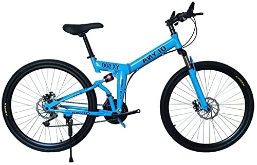 Folding Bike : ZLYJ 26-Inch Foldable Bike, Suspension Mountain Bike Disc Brakes Bicycle, 21 Speed, Carbon Steel, Adult Folding Mountain Bicycle C, 26in