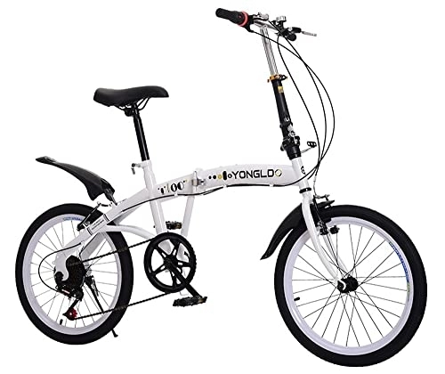 Folding Bike : ZLYJ Adult Bike Folding Frame Bicycle 6 Gear Speed Double V brake Heavy Duty Kick Stand 20 Inch for Student Office Worker A, 20in