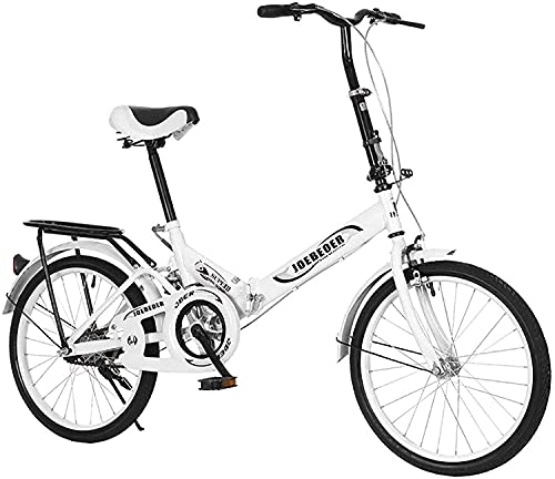 Folding Bike : ZLYJ Foldable Bike 20-Inch Folding Bicycle Adult Student City Commuter Outdoor Sport Bike Folding Mini Compact Bicycle Urban Bicycle for Students, Office Workers white, 20 in