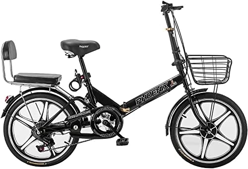 Folding Bike : ZLYJ Folding Bike, 20 Inch Light Aluminum Folding City Bike, Quick Folding System, Ultra-Light Portable Bike for Student Adults Black