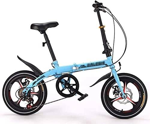 Folding Bike : ZLYJ Mini Foldable Bicycle 16 Inch Variable Speed Double Disc Brake Sealed Axle Bicycle Child Adult Learner Light And Portable C, 16inch