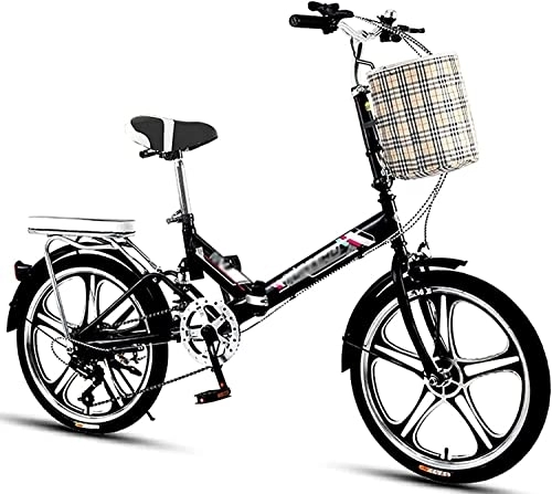 Folding Bike : ZLYJ Ultralight Portable Folding Bike, Lightweight Iron Frame, Foldable Compact Bicycle with Anti-Skid and Wear, City Bike for Outdoor Riding Trip A, 20inch