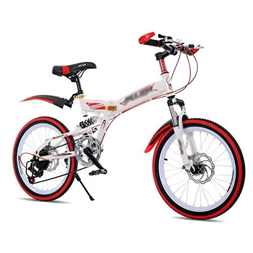 Folding Bike : ZMDZA Folding Bicycle, 18 Inch Children'S Variable Speed Mountain Bike, LightWeight Mini Folding Bike (Color : B)