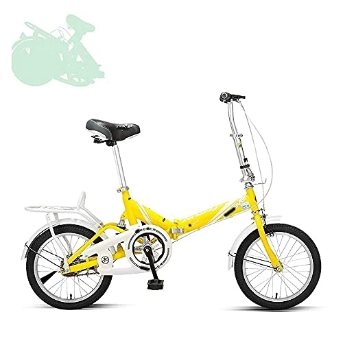 Folding Bike : zmigrapddn Folding Adult Bicycle, 16 Inch Young Men and Women Ultra-Light Portable Mini Bicycle Shock Absorber Spring Widened Comfortable Seat (Color : Yellow)