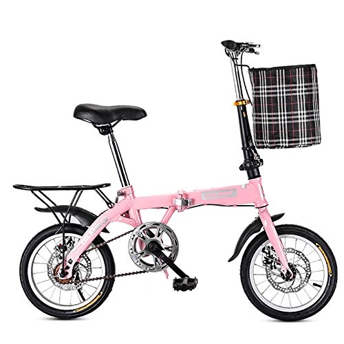 Folding Bike : ZPEE With Disc Brake Folding Bicycle Men Women, Carbon Steel Commuter 3 Fold Outdoor Bicycle, Small Single Speed Foldable Bike With Rear Rack