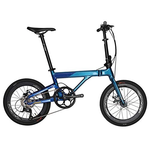 Folding Bike : ZQNHXY 9 Speed Folding Bike Lightweight Aluminum Frame Folding Bicycle 20 Inch Shock Absorber Small Portable Children's Student Bicycle Adult Men and Women, Blue