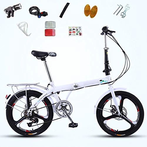 Folding Bike : ZRN Foldable Bicycle 20 Inch 7-speed Variable Speed Dual Disc Brake Ultra-light Portable Mini Male and Female Bike Adult
