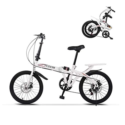 Folding Bike : ZSMLB Adult Road Bikes Mountain Bikes20in City Folding Compact Suspension Bike, 7-Speed, Disc Brake, High Tensile Steel, City commuters for Adult Men and Women Teens