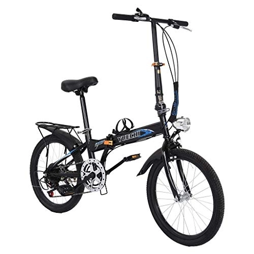 Folding Bike : ZSMLB Adult Road Bikes Mountain Bikes20in Foldable Bicycle for Adult ?7 Speed City Mini Compact Suspension Bikes Aluminum Easy Folding Urban Bikes Commuters with Back Seat and Front Lamp