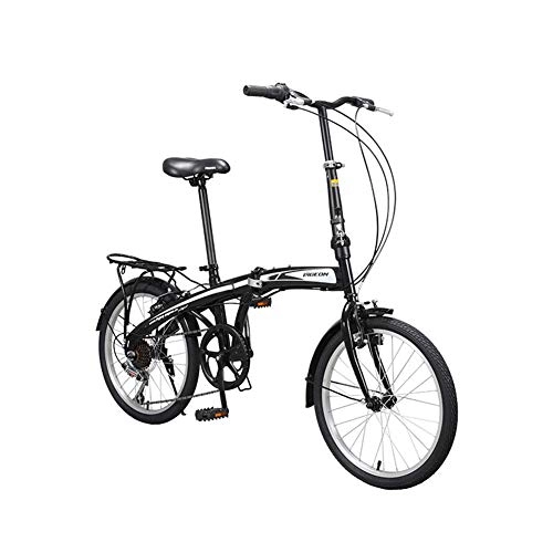 Folding Bike : ZTIANR Folding Bicycle, 20 Inch 7-Speed Adult Ultralight Portable City Bike Youth Student Bicycle, Black