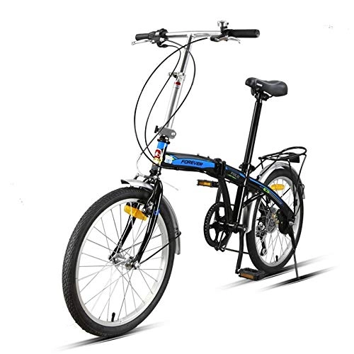 Folding Bike : ZTIANR Folding Bicycle, 20 Inch 7 Speed City Bicycle Bike High Carbon Steel Bow Frame, Stylish Leisure Commuter Car, Student Variable Speed Bicycle