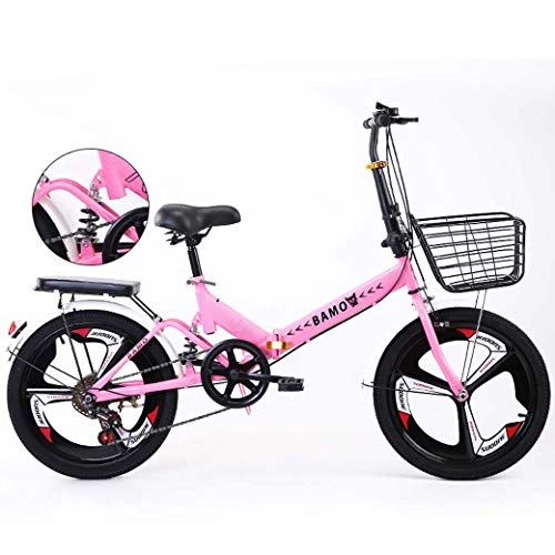 Folding Bike : ZTYD Folding Bikes, 20 Inch Variable Speed Bicycle Lightweight Suspension Anti-Slip for Men And Women, with Load-Bearing Rear Frame, C2