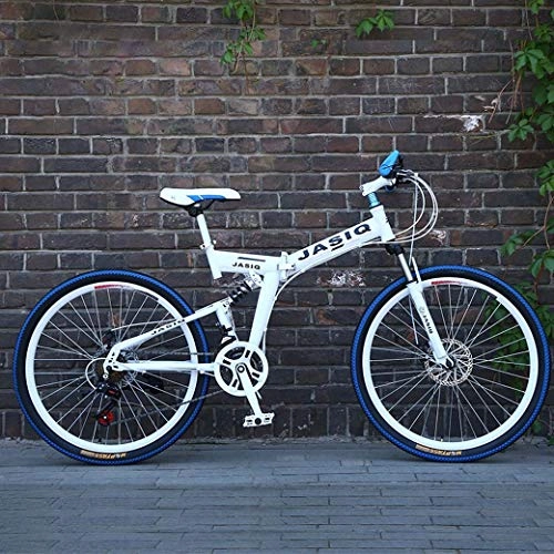Folding Bike : ZTYD Mountain Bike Folding Bikes, 26 Inch Double Disc Brake Full Suspension Anti-Slip, Off-Road Variable Speed Racing Bikes for Men And Women, A, 24Speed