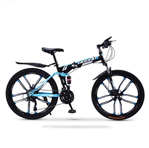 Folding Bike : ZTYD Mountain Bike Folding Bikes, 27-Speed Double Disc Brake Full Suspension Anti-Slip, Off-Road Variable Speed Racing Bikes for Men And Women, C3, 26 inch