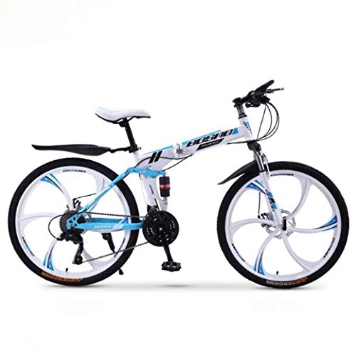 Folding Bike : ZTYD Mountain Bike Folding Bikes, 30-Speed Double Disc Brake Full Suspension Anti-Slip, Off-Road Variable Speed Racing Bikes for Men And Women, B2, 26 inch