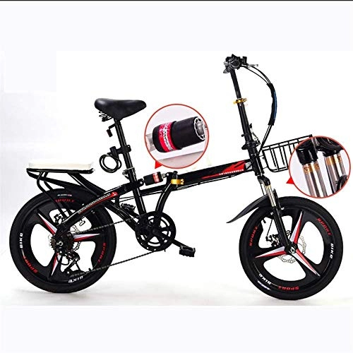 Folding Bike : Zuoao Foldable aluminum alloy bicycle lightweight adjustable height variable speed portable adult children bicycle, Black