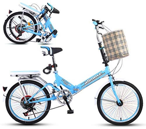 Folding Bike : ZWFPJQD glj 20 Inch Folding Bicycle Women'S Light Work Adult Adult Ultra Light Variable Speed Portable Adult Small Student Male Bicycle Folding Carrier Bicycle Bike / bule