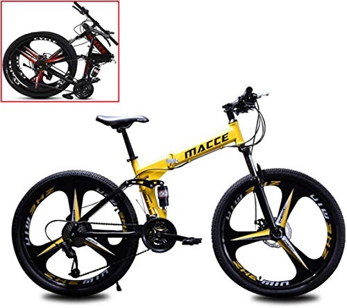 Folding Bike : ZWFPJQD Mountain Bike Bicycle Adult Folding 26 Inch Double Shock-Absorbing Off-Road Speed Racing Boys And Girls Bicycle, for Man, Woman, City, Aerobic Exercise, Endurance Training / Yellow