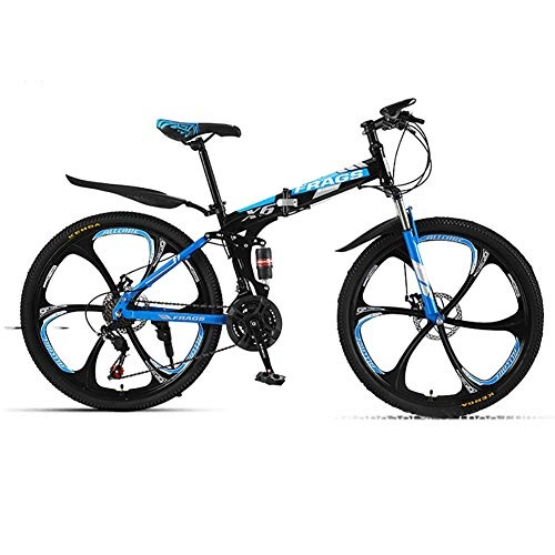 Folding Bike : ZWPY Folding 26 Inches Carbon Steel Bicycles, Mountain Bike, Shock Variable Speed Adult Bicycle, 6-Knife Integrated Wheel, Appropriate Height 160-185Cm