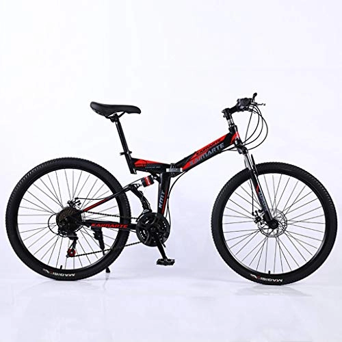 Folding Bike : zxcvb 24 / 26 Inch Mountain Bikes, Adult Fat Tire Mountain Trail Bike, Dual Disc Brake Bicycle, High-carbon Steel Frame, Folding Outroad Bicycles(27 Speed)
