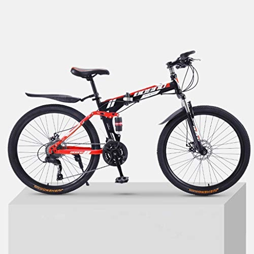 Folding Bike : zxcvb Folding Mountain Bicycle 24 / 26in Outdoor Bike 21 Speed High Carbon Steel Full Suspension MTB Bikes Sports Male and Female Adult Commuter Anti-Slip Bicycles