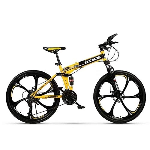Folding Bike : ZXM Foldable MountainBike 24 / 26 Inches, MTB Bicycle with 6 Cutter Wheel, Yellow