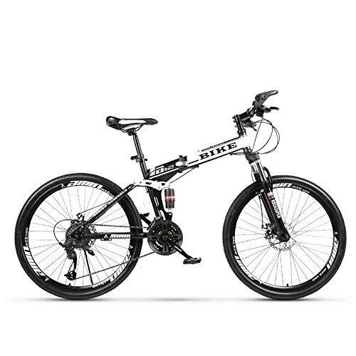 Folding Bike : ZXM Foldable MountainBike 24 / 26 Inches, MTB Bicycle with Spoke Wheel, White
