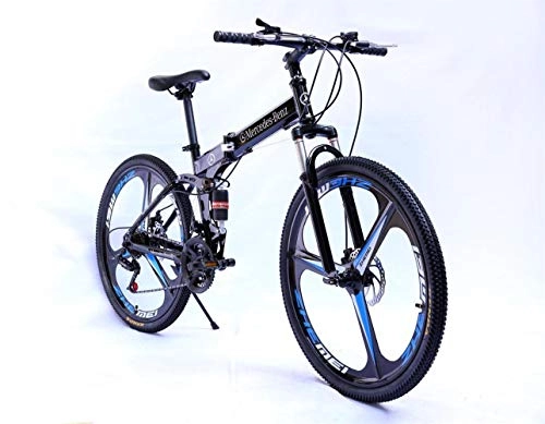 Folding Bike : ZXNM Double Disc Brake Bike, Folding Mountain Bicycle, Primary School Student Pedal Folding Bicycle, Outdoor Riding Exercise Carbon Steel Car / Black / 26 * 17