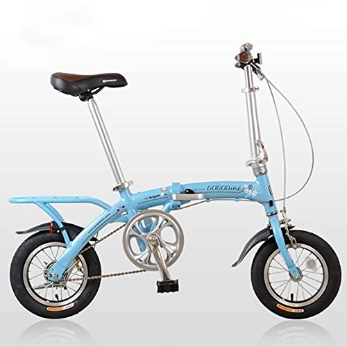 Folding Bike : ZXQZ 12 Inch Folding Bicycle, Single Gear Commuter Bike, for Height 140-180cm Men and Women (Color : Blue)
