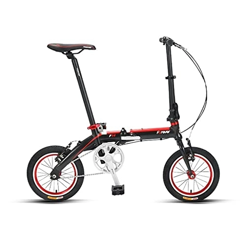 Folding Bike : ZXQZ 14 Inch BMX Bicycle, Lightweight Aluminum Frame Road Bike, Easy To Fold, for Ladies And Teenagers (Color : Black)