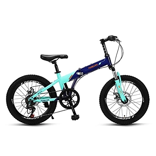 Folding Bike : ZXQZ 20'' Foldable Mountain Bike, 6-speed Lightweight Student and Youth Bike with Front And Rear Disc Brakes (Color : Dark blue)