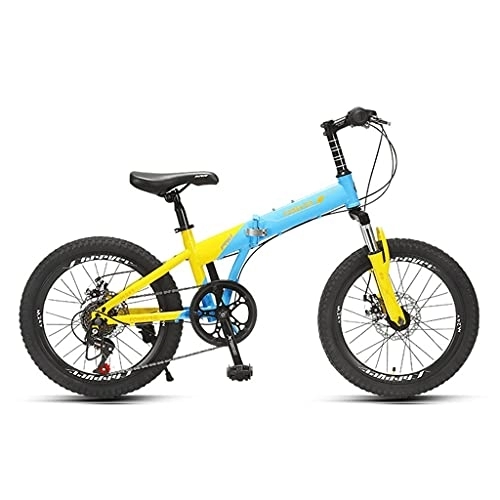 Folding Bike : ZXQZ 20'' Foldable Mountain Bike, 6-speed Lightweight Student and Youth Bike with Front And Rear Disc Brakes (Color : Sky blue)