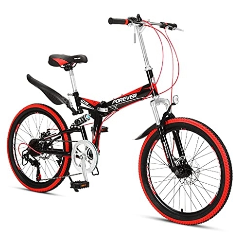 Folding Bike : ZXQZ 22 Inch Cross Country Folding Mountain Bike, for Teenagers Students (Color : Red)