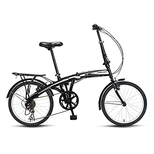 Folding Bike : ZXQZ 7-speed Folding Bike, Ultra-light Portable Commuter Bike, for Men and Women (Color : Black)