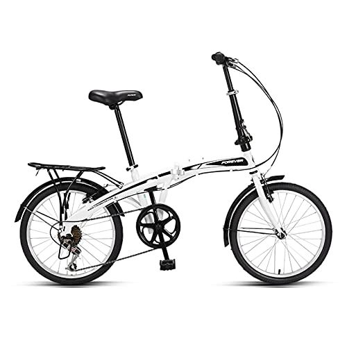 Folding Bike : ZXQZ 7-speed Folding Bike, Ultra-light Portable Commuter Bike, for Men and Women (Color : White)