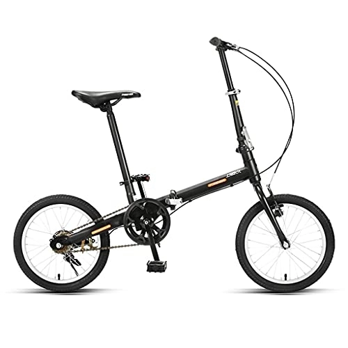 Folding Bike : ZXQZ Foldable Bicycles, 16-inch Ultra-light And Portable Small Bike for Commuting To Work, for Students Adult Men and Women (Color : Black)