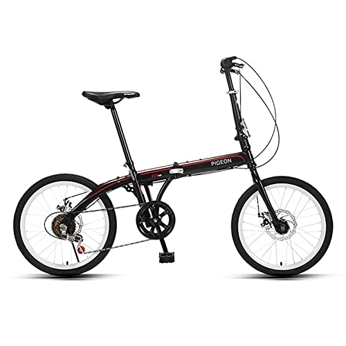Folding Bike : ZXQZ Folding Bicycles, 20 Inch 6 Speed Foldable Bike Lightweight City Travel Exercise for Men Women Children (Color : Black)