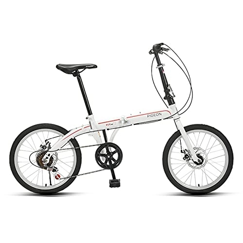 Folding Bike : ZXQZ Folding Bicycles, 20 Inch 6 Speed Foldable Bike Lightweight City Travel Exercise for Men Women Children (Color : White)
