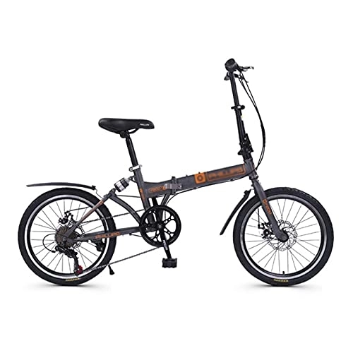 Folding Bike : ZXQZ Folding Bike, 20-inch Speed Road Bike with Mechanical Double Disc Brakes and Rear Shocks, for Outdoor Outings and Commuting (Color : Gray)