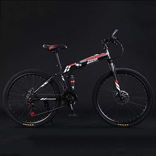 Folding Bike : ZYD Folding Mountain Bicycle 24 / 26in Outdoor Bike 21 Speed Full Suspension MTB Bikes Sports Male and Female Adult Commuter Anti-Slip Bicycles