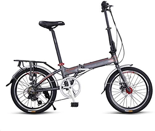 Folding Bike : ZYLDXDP Adult Folding Bike, 20-Inch Wheels Front And Rear Fenders, Rear Rack Folding Bike, Lightweight Aluminum, With Anti-Skid And Wear-Resistant Tire, Black