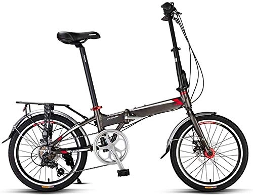 Folding Bike : ZYLDXDP Adult Folding Bike, 20-Inch Wheels Lightweight Aluminum Folding Bike, Front And Rear Fenders, Rear Rack, Great For Urban Riding And Commuting, Black