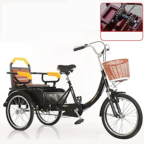 Folding Bike : zyy 20" 1 Speed 3-Wheel Adult Tricycle Trike Cruiser Bike Foldable Tricycle with Basket for Adults for Recreation, Shopping, Picnics Exercise W / Cargo Basket and Installation Tools (Color : Black)